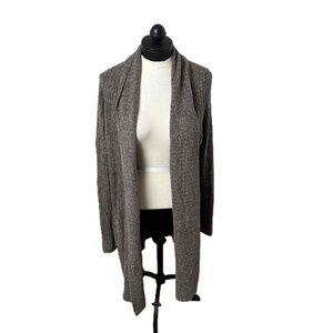 Barefoot Dreams Taupe Ribbed Open Front Cozy Chic Lite Cardigan Sweater Large